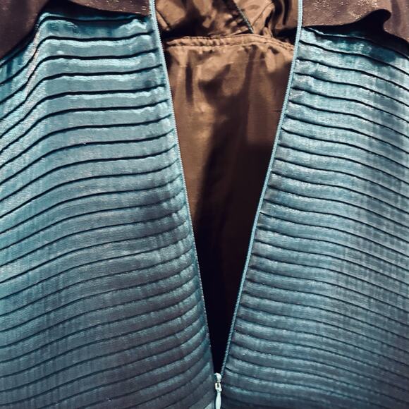 Y2K iridescent pleated body con dress dark blue, Size Small - Picture 6 of 8